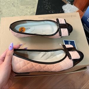 Anzetutto Pink and Black Bow Flats